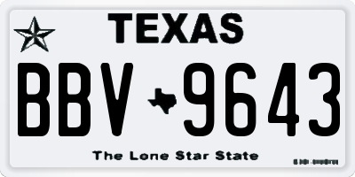 TX license plate BBV9643