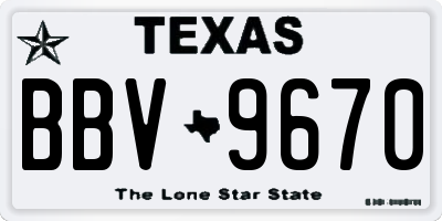 TX license plate BBV9670