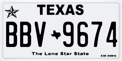 TX license plate BBV9674