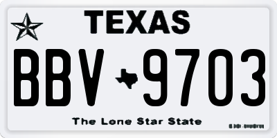 TX license plate BBV9703