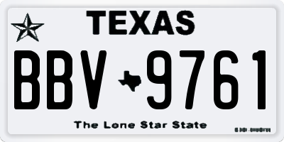 TX license plate BBV9761