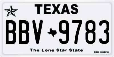 TX license plate BBV9783