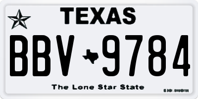 TX license plate BBV9784