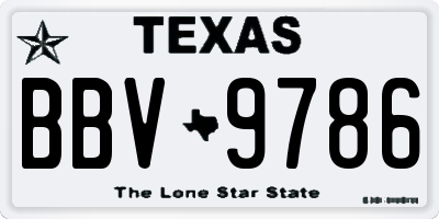 TX license plate BBV9786