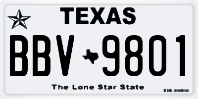 TX license plate BBV9801