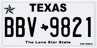 TX license plate BBV9821