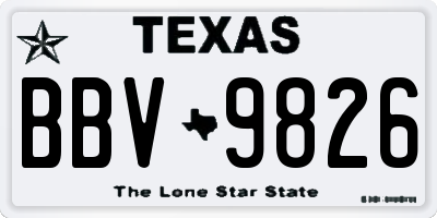 TX license plate BBV9826