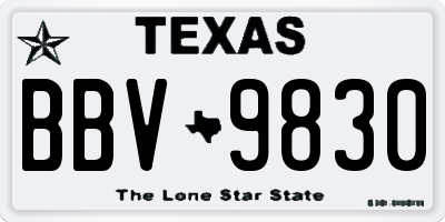 TX license plate BBV9830