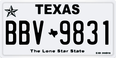 TX license plate BBV9831