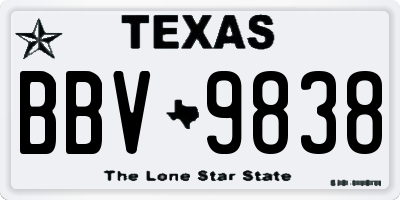 TX license plate BBV9838