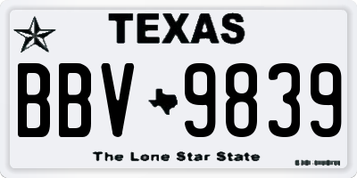 TX license plate BBV9839
