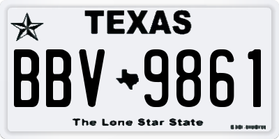 TX license plate BBV9861