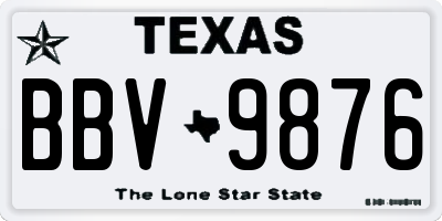 TX license plate BBV9876