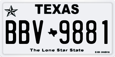TX license plate BBV9881