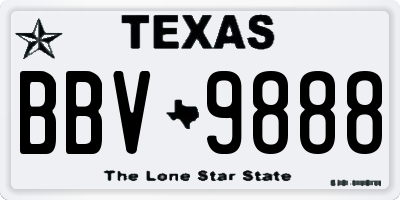 TX license plate BBV9888
