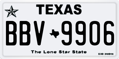 TX license plate BBV9906