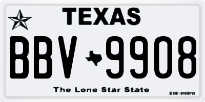 TX license plate BBV9908