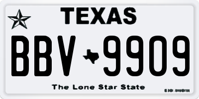 TX license plate BBV9909