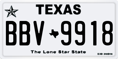 TX license plate BBV9918