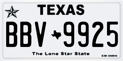 TX license plate BBV9925