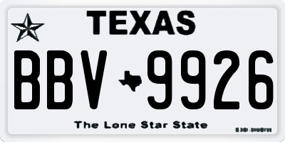 TX license plate BBV9926