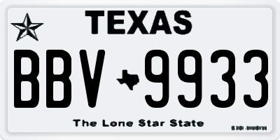 TX license plate BBV9933
