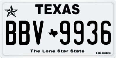 TX license plate BBV9936