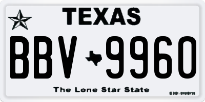 TX license plate BBV9960