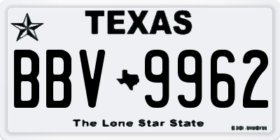 TX license plate BBV9962