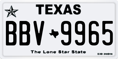 TX license plate BBV9965