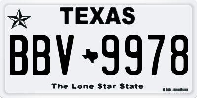 TX license plate BBV9978