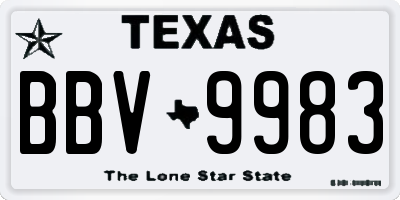 TX license plate BBV9983
