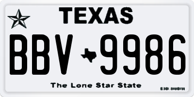 TX license plate BBV9986