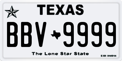 TX license plate BBV9999