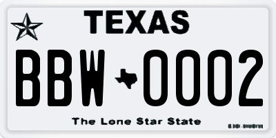 TX license plate BBW0002