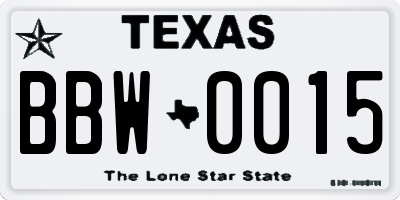 TX license plate BBW0015