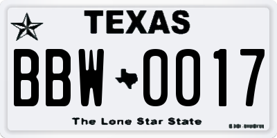 TX license plate BBW0017