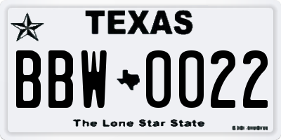 TX license plate BBW0022