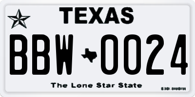 TX license plate BBW0024