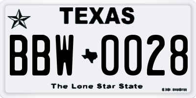 TX license plate BBW0028