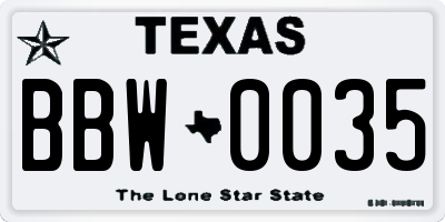 TX license plate BBW0035
