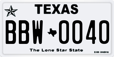 TX license plate BBW0040