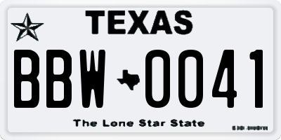 TX license plate BBW0041