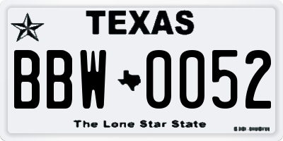 TX license plate BBW0052