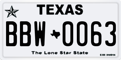 TX license plate BBW0063