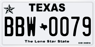 TX license plate BBW0079