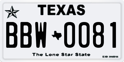 TX license plate BBW0081
