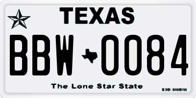 TX license plate BBW0084