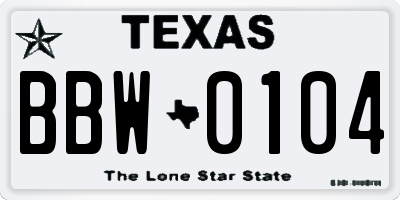 TX license plate BBW0104