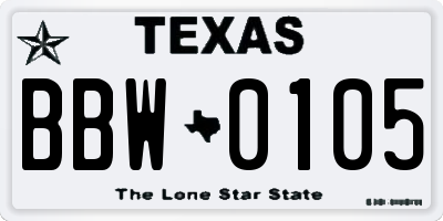 TX license plate BBW0105